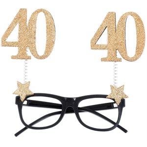 Lunettes Âge pailletées or 40 ans 15 x 16 cm Sachet d'1 pièc