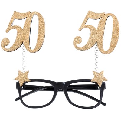 Lunettes Âge pailletées or 50 ans 15 x 16 cm Sachet d'1 pièc