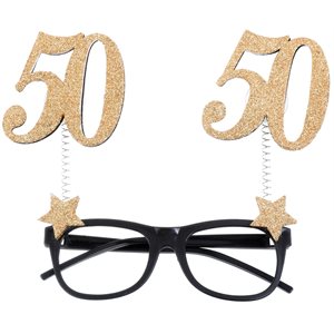 Lunettes Âge pailletées or 50 ans 15 x 16 cm Sachet d'1 pièc