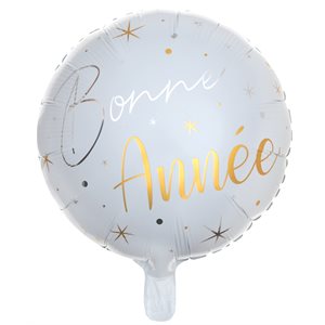 Ballon Alu Réveillon Bonne Année blanc 18''