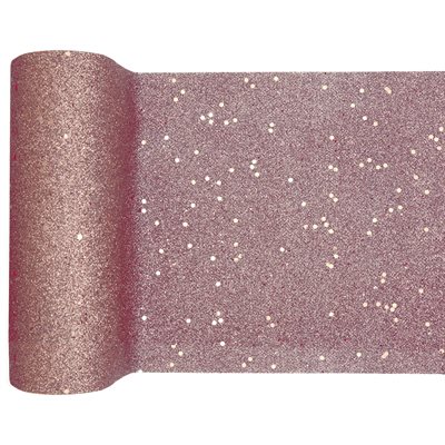 Chemin de table paillettes Rose 18 cm Rouleau de 5 mètres