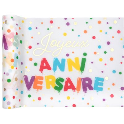 Chemin de table Anniversaire ballon métal Multicolore 28 cm