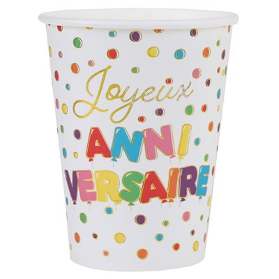 Gobelet Anniversaire ballon Multicolore Ø 7.8 x 9.7 cm / 27c