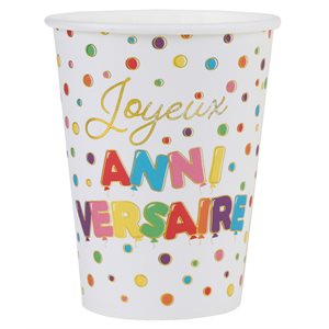 Gobelet Anniversaire ballon Multicolore Ø 7.8 x 9.7 cm / 27c