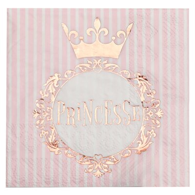 Serviette Princesse Rose 12.5 x 12.5 cm Sachet de 20 pièces