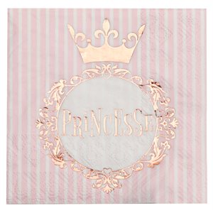 Serviette Princesse Rose 12.5 x 12.5 cm Sachet de 20 pièces