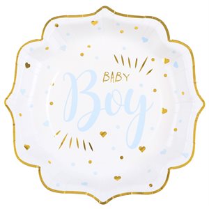 Assiette Baby shower Ciel 21 x 21 cm Sachet de 10 pièces