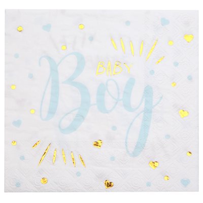 Serviette Baby shower Ciel 16.5 x 16.5 cm Sachet de 20 pièce