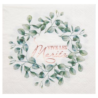 Serviette Bucolique Vert 16.5 x 16.5 cm Sachet de 20 pièces