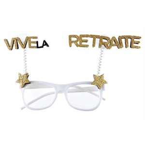 Lunettes Vive la retraite pailletées Or 21 x 12 cm Sachet d'