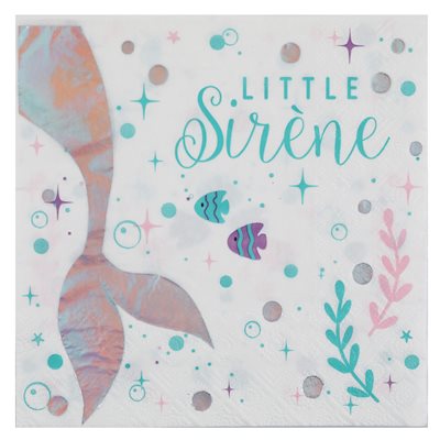 Serviette Sirène Irisé 33 x 33 cm Sachet de 20 pièces