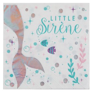 Serviette Sirène Irisé 33 x 33 cm Sachet de 20 pièces