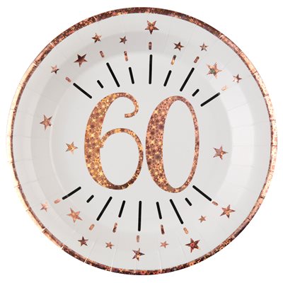 Assiette Âge étincelant rose gold 60 ans Ø 22.5 cm Sachet de