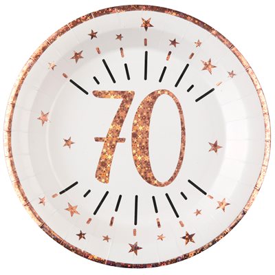 Assiette Âge étincelant rose gold 70 ans Ø 22.5 cm Sachet de