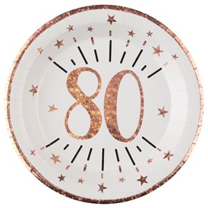 Assiette Âge étincelant rose gold 80 ans Ø 22.5 cm Sachet de