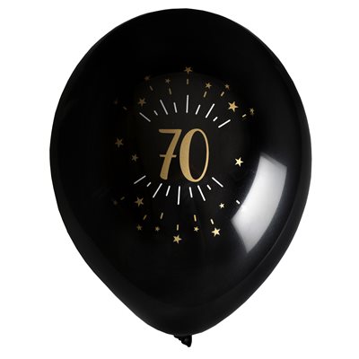 Ballon âge étincelant or 70 ans Ø 23 cm Sachet de 8 pièces