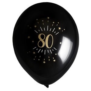 Ballon âge étincelant or 80 ans Ø 23 cm Sachet de 8 pièces