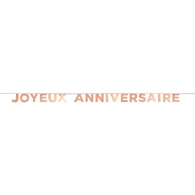 Banderole Joyeux Anniversaire Rose 13 x 13 cm / 250 cm Sache