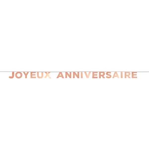 Banderole Joyeux Anniversaire Rose 13 x 13 cm / 250 cm Sache