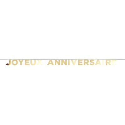 Banderole Joyeux Anniversaire Or 13 X 13 Cm / 250 Cm Sachet