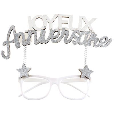 Lunettes Anniversaire Etincelant Argent 15 x 16 cm Sachet d'