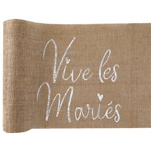 Chemin de table Vive les mariés Naturel 28 cm Rouleau de 3 m