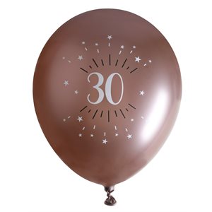 Ballon âge étincelant rose gold 30 ans Ø 30 cm Sachet de 6 p