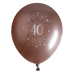 Ballon âge étincelant rose gold 40 ans Ø 30 cm Sachet de 6 p