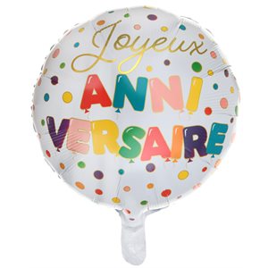 Ballon Alu Anniversaire ballon Multicolore Ø 45 cm Sachet d'