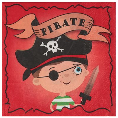 Serviette Pirate Multicolore 33 x 33 cm Sachet de 20 pièces