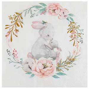 Serviette Mon p'tit lapin Multicolore 33 x 33 cm Sachet de 2