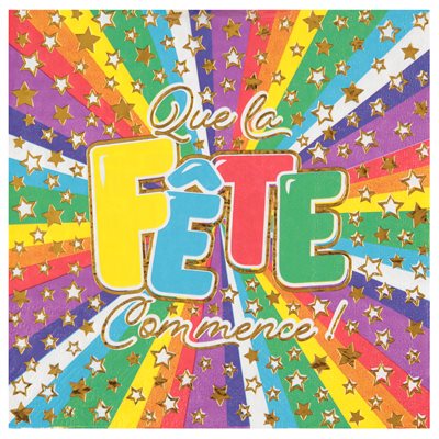 Serviette C'est la Fête Multicolore 16.5 x 16.5 cm Sachet de