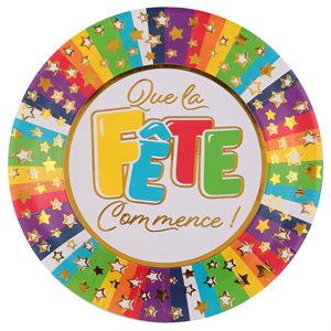 Assiette C'est la Fête Multicolore Ø 22.5 cm Sachet de 10 pi