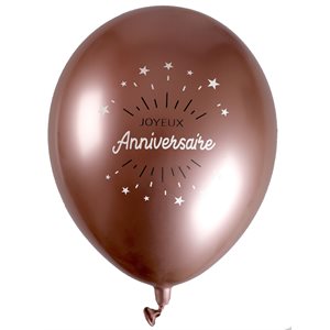 Ballon Anniversaire Etincelant rose gold Rose Ø 30 cm Sachet