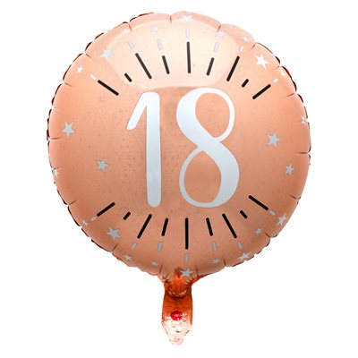 Ballon Alu Âge étincelant rose gold 18 ans Ø 45 cm Sachet d'