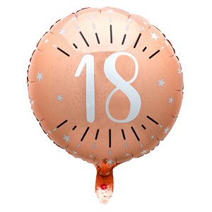 Ballon Alu Âge étincelant rose gold 18 ans Ø 45 cm Sachet d'