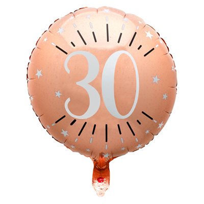 Ballon Alu Âge étincelant rose gold 30 ans Ø 45 cm Sachet d'