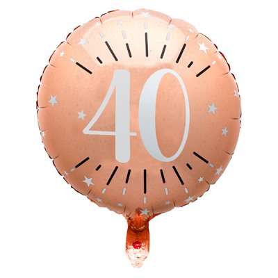 Ballon Alu Âge étincelant rose gold 40 ans Ø 45 cm Sachet d'