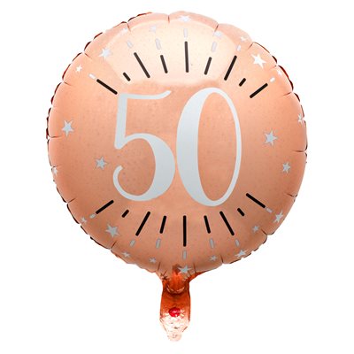 Ballon Alu Âge étincelant rose gold 50 ans Ø 45 cm Sachet d'