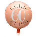 Ballon Alu Âge étincelant rose gold 60 ans Ø 45 cm Sachet d'