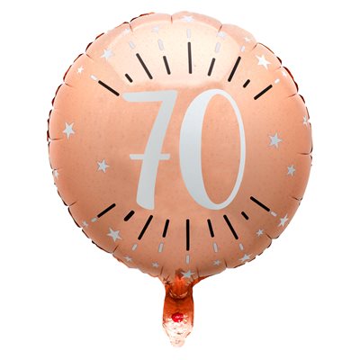 Ballon Alu Âge étincelant rose gold 70 ans Ø 45 cm Sachet d'