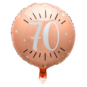 Ballon Alu Âge étincelant rose gold 70 ans Ø 45 cm Sachet d'