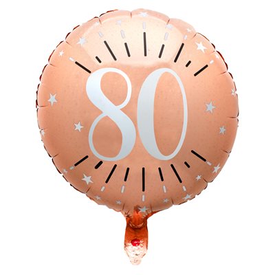 Ballon Alu Âge étincelant rose gold 80 ans Ø 45 cm Sachet d'