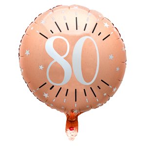 Ballon Alu Âge étincelant rose gold 80 ans Ø 45 cm Sachet d'