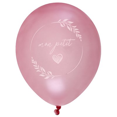 Ballon Baptême nacré Rose Ø 23 cm Sachet de 8 pièces