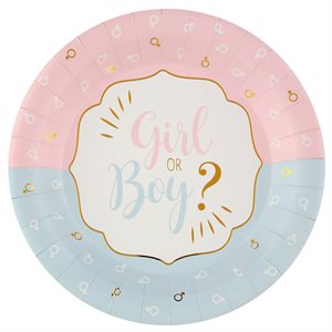 Assiette Girl or Boy ? Multicolore Ø 22.5 cm Sachet de 10 pi