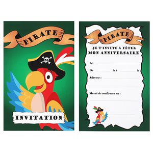 Carte invitation Pirate Multicolore 11 x 17 cm Sachet de 6 p