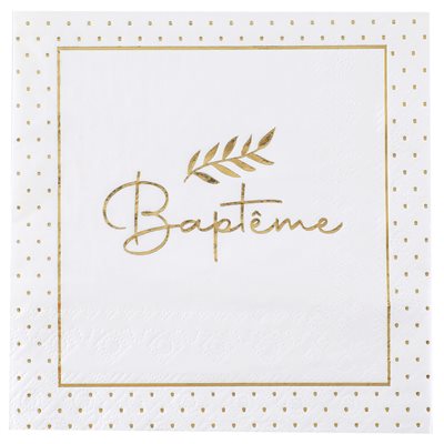 Serviette Baptême Multicolore 33 x 33 cm Sachet de 20 pièces