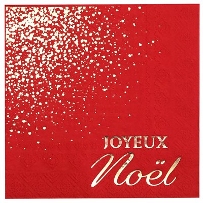 Serviette Joyeux Noël Scintillant Rouge 33 x 33 cm Sachet de