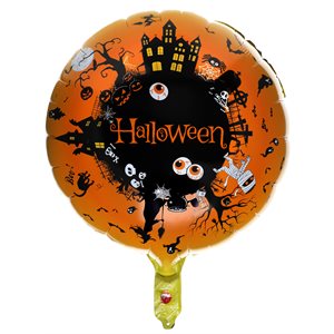 Ballon Alu Maison hantée Orange Ø 45 cm. Hélium 0.015 m3 Poc